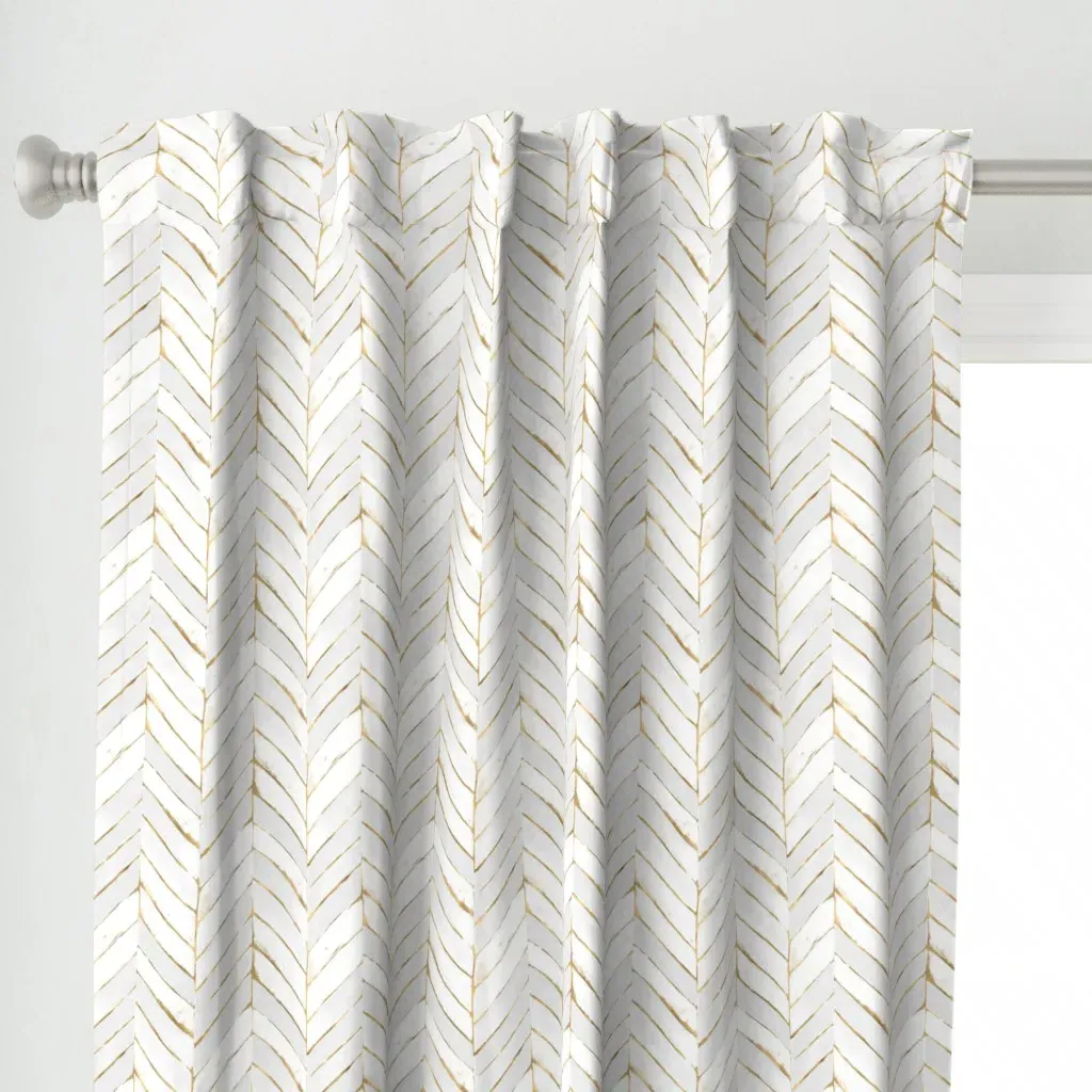 Chevron Painted Curtain Panel - White alternate view