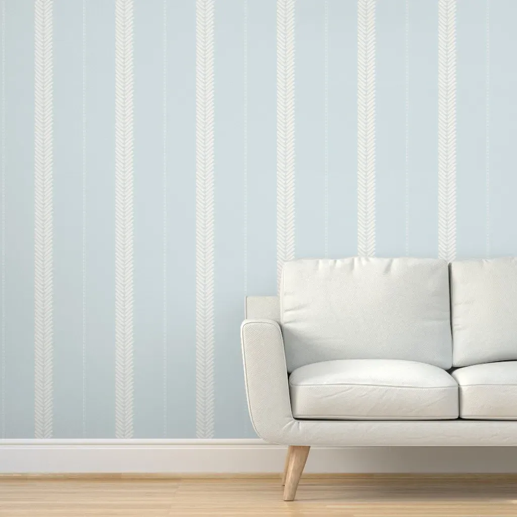 Chevron Ticking Stripes Peel and Stick Wallpaper - Powder Blue, White product