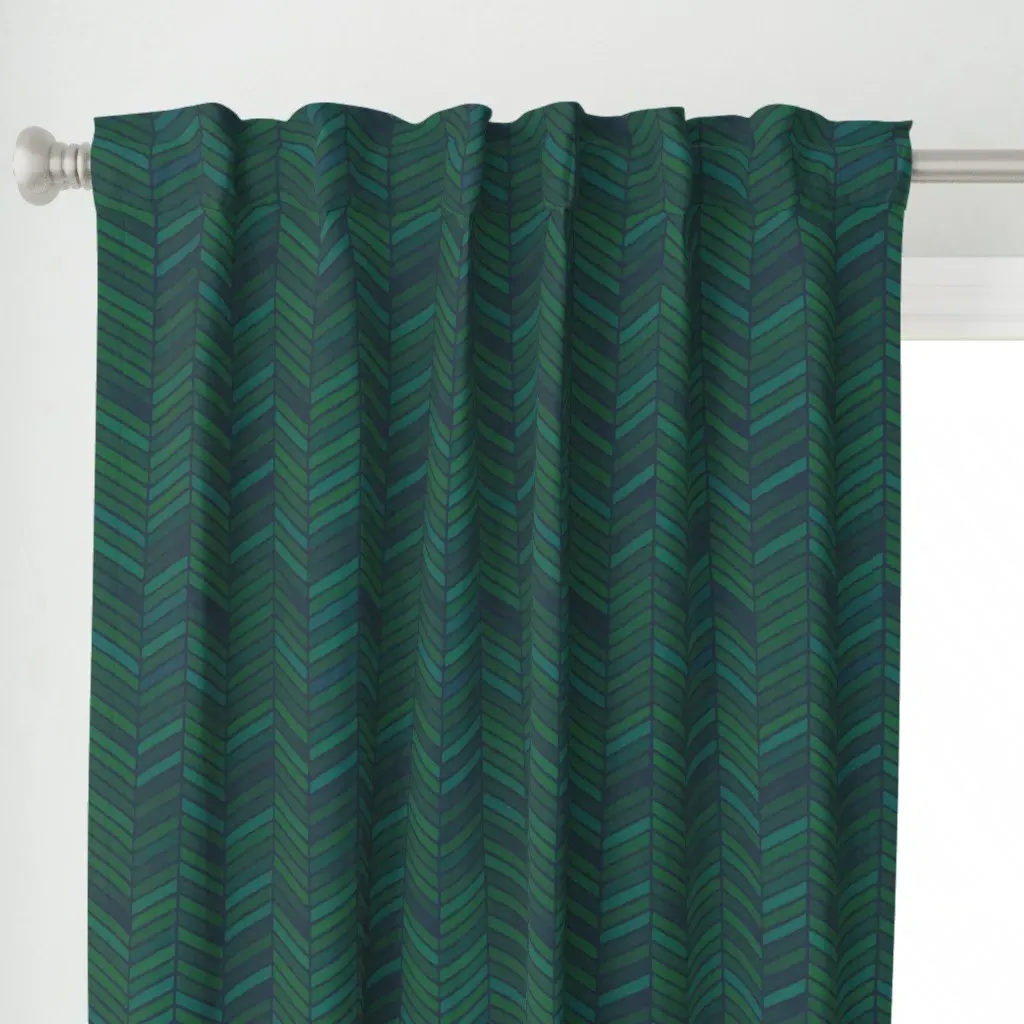 Chevron Watercolor Curtain Panel - Dark Teal alternate view