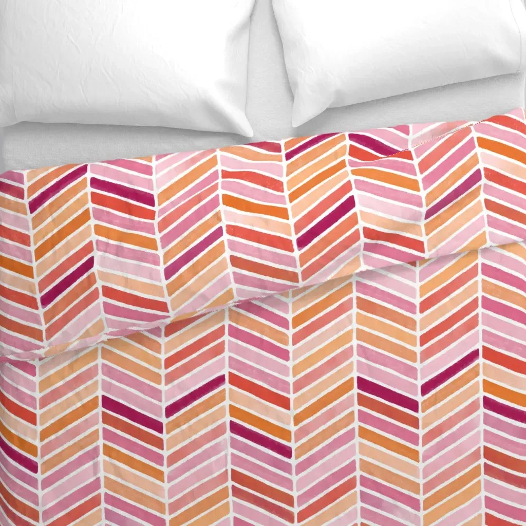 Chevron Watercolor Jazzberry Duvet Cover - Pink alternate view