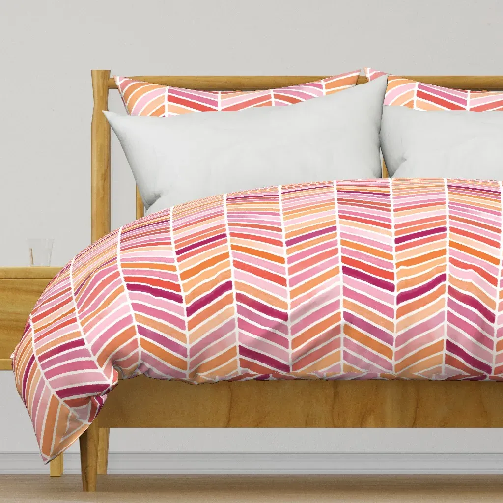 Chevron Watercolor Jazzberry Duvet Cover - Pink product