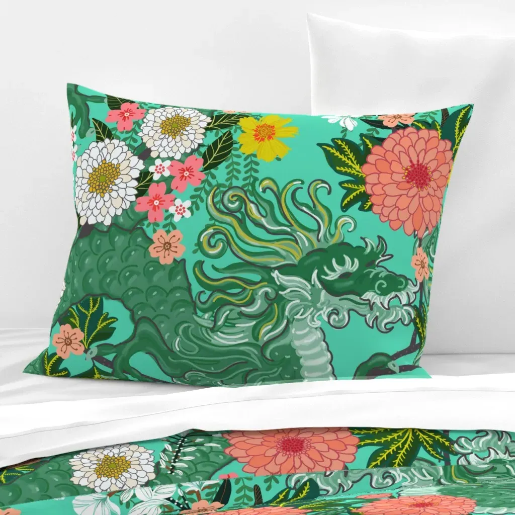 Chiang Mai Aquamarine Standard Knife Edge Cushion - Green, Cotton Sateen product