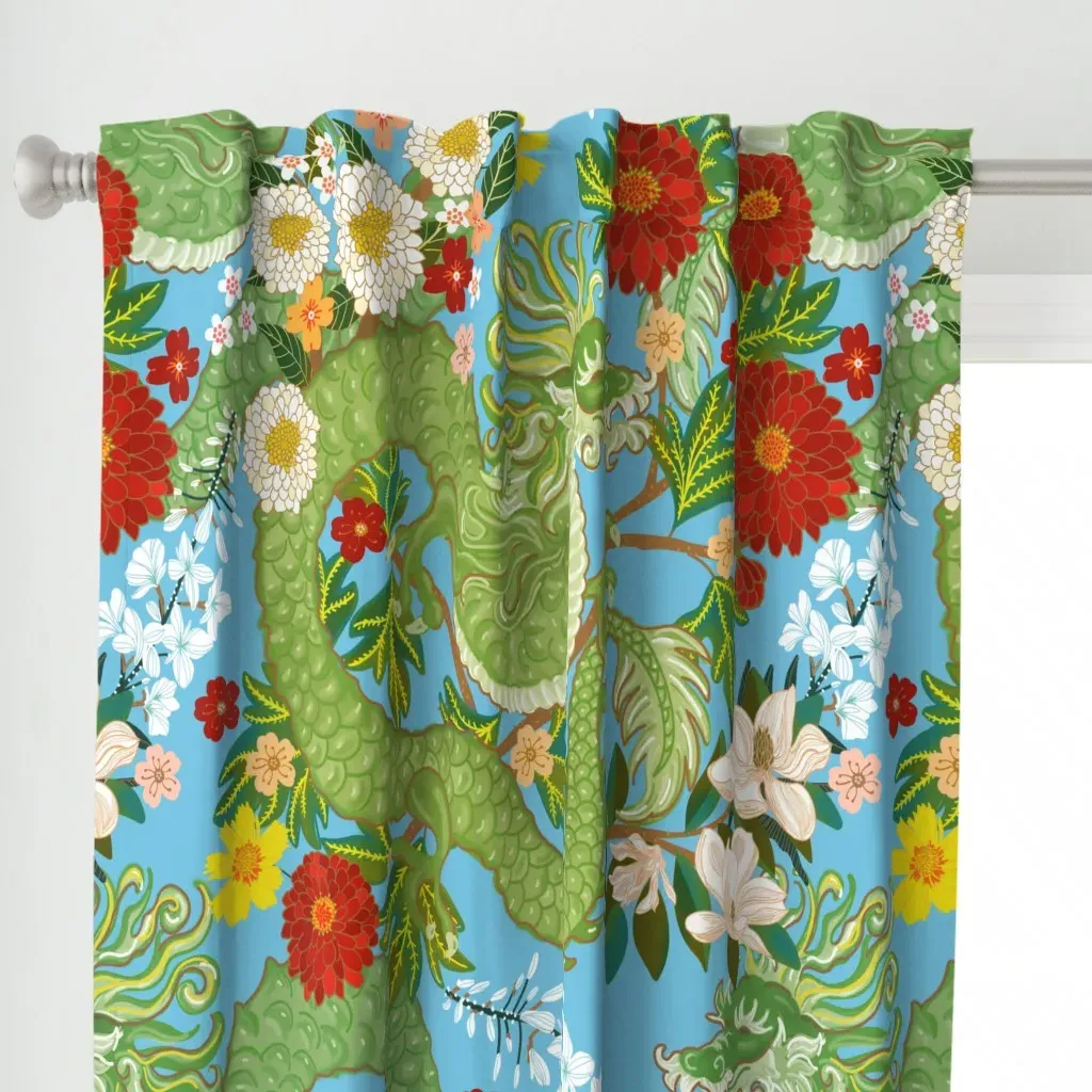 Chiang Mai Sage Large Curtain Panel - Green alternate view