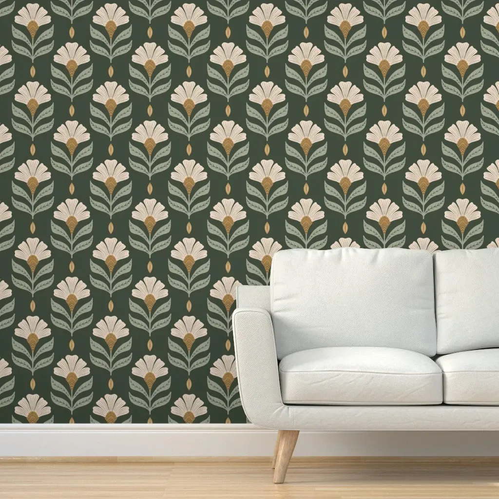 Chiara Refined Rustic Peel and Stick Wallpaper - Green product