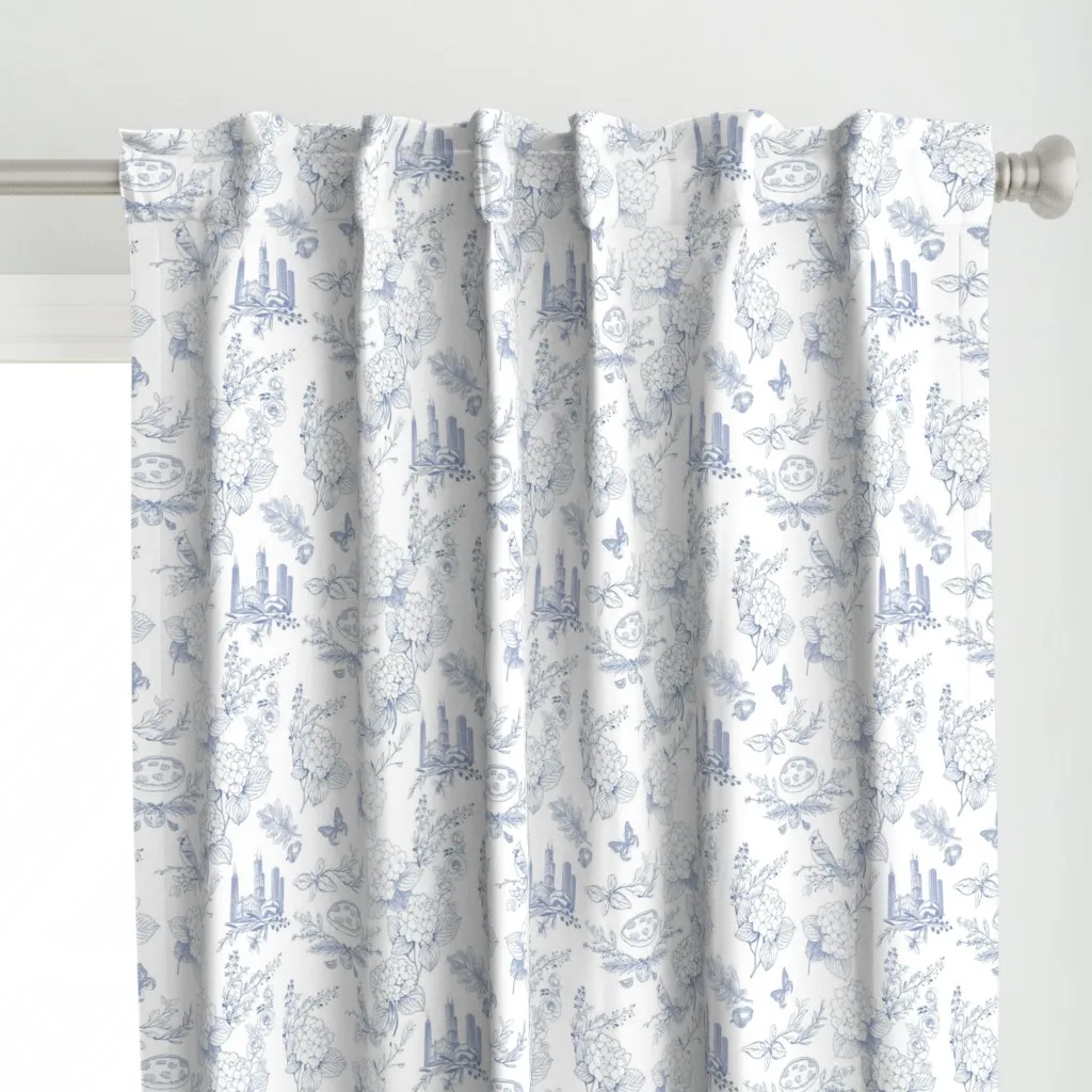Chicago Deep Dish Pizza Curtain Panel - Light Blue alternate view