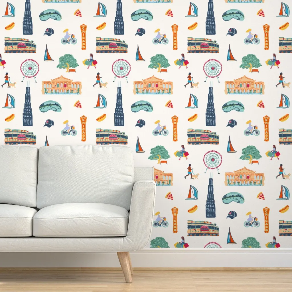 Chicago Peel and Stick Wallpaper Removable - Navy Blue product