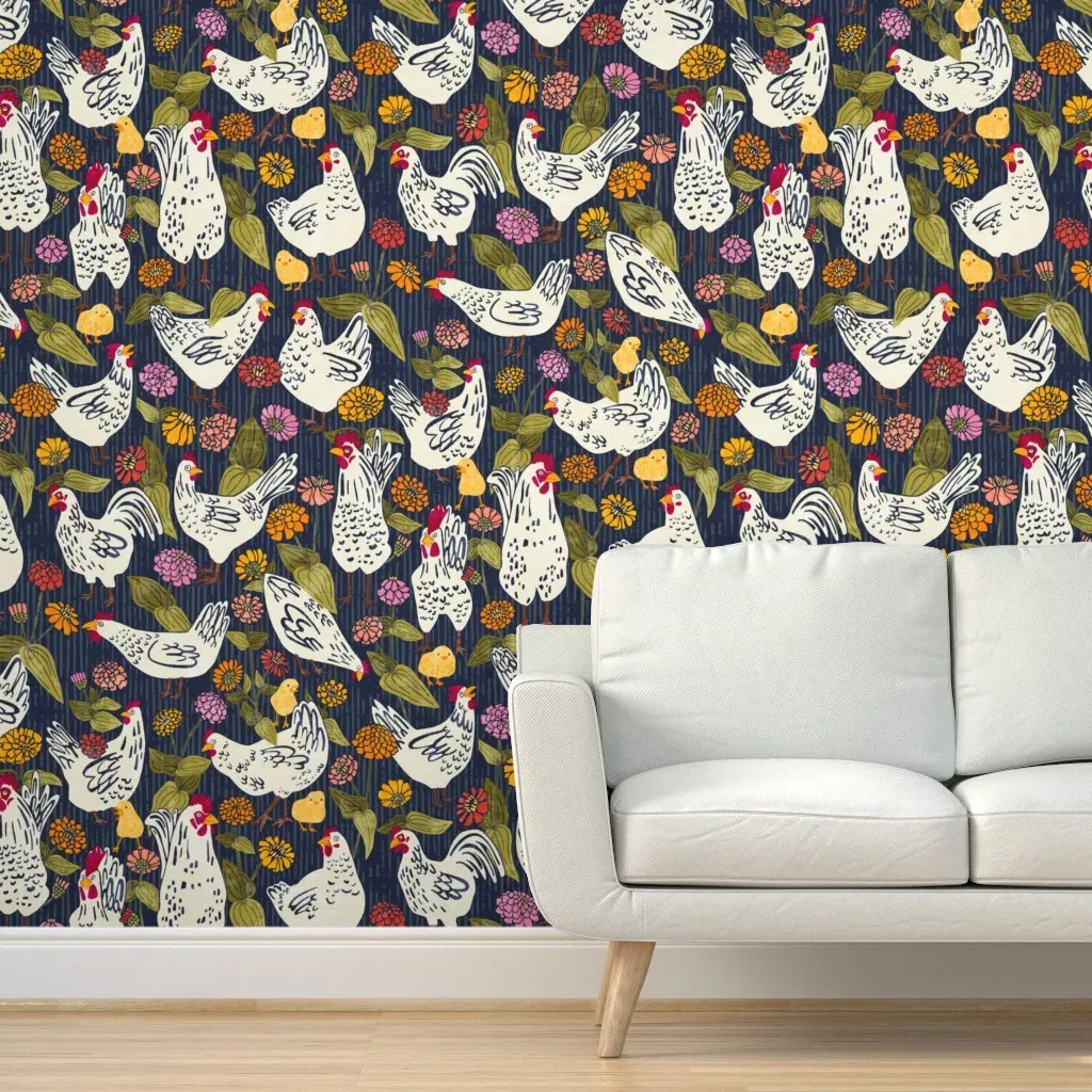 Chicken Coop Peel and Stick Wallpaper - Dark Blue product