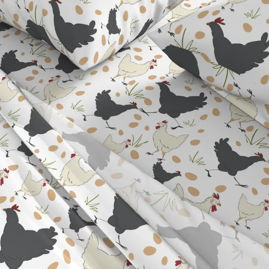 Chickens King Size Sheet Set - White alternate view