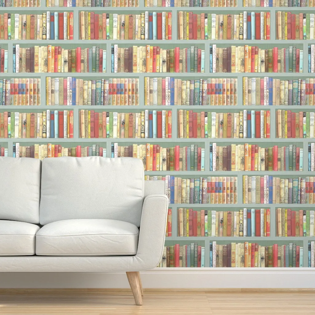 Children Bookshelf Peel and Stick Wallpaper - Gray, Brown product