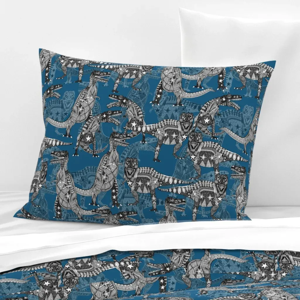 Children Of The Late Cretaceous Standard Knife Edge Pillow - Teal, Cotton Sateen product