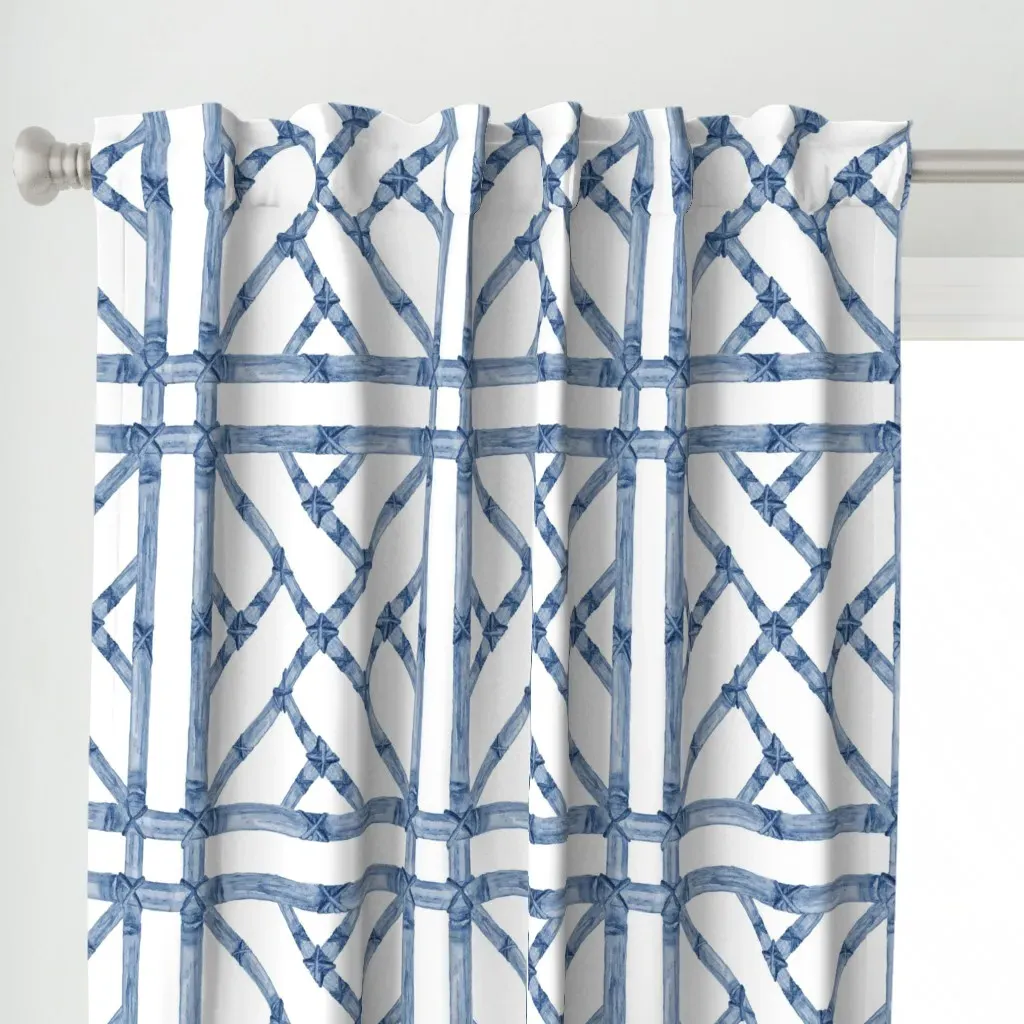 Chinese Chippendale 24" Curtain Panel - Blue alternate view