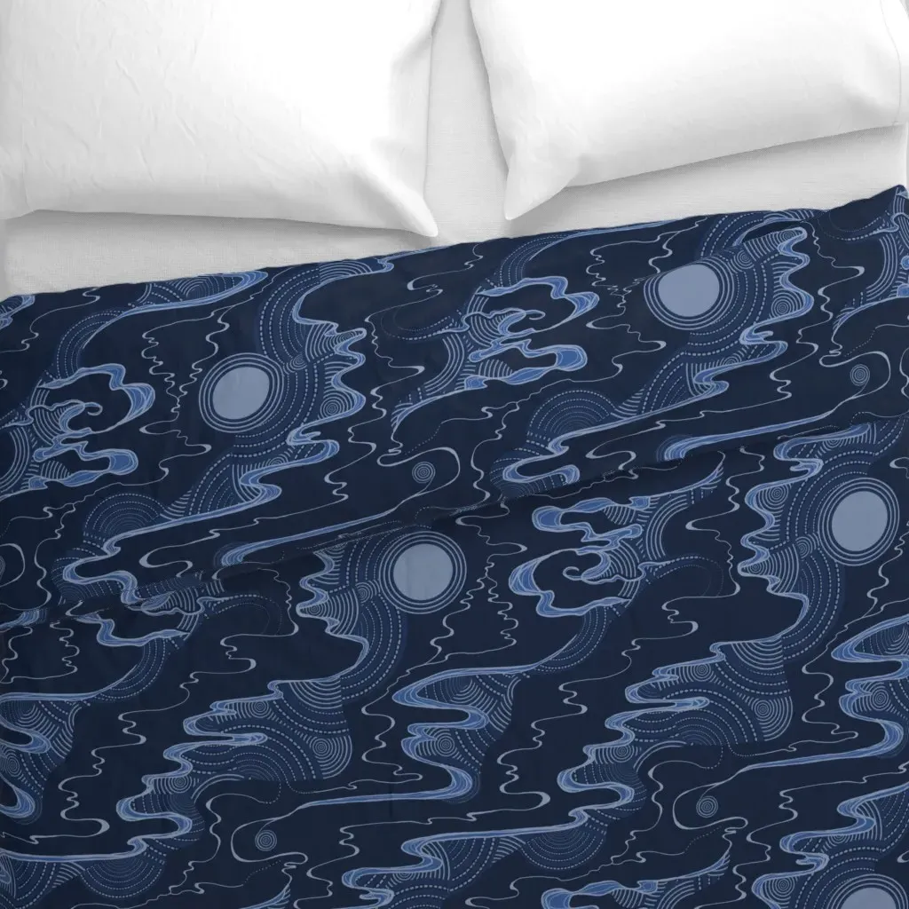 Chinese Night Clouds Duvet Cover - Dark Blue alternate view