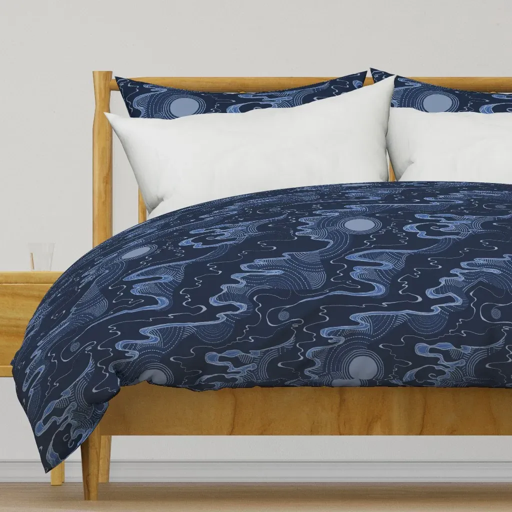 Chinese Night Clouds Duvet Cover - Dark Blue product