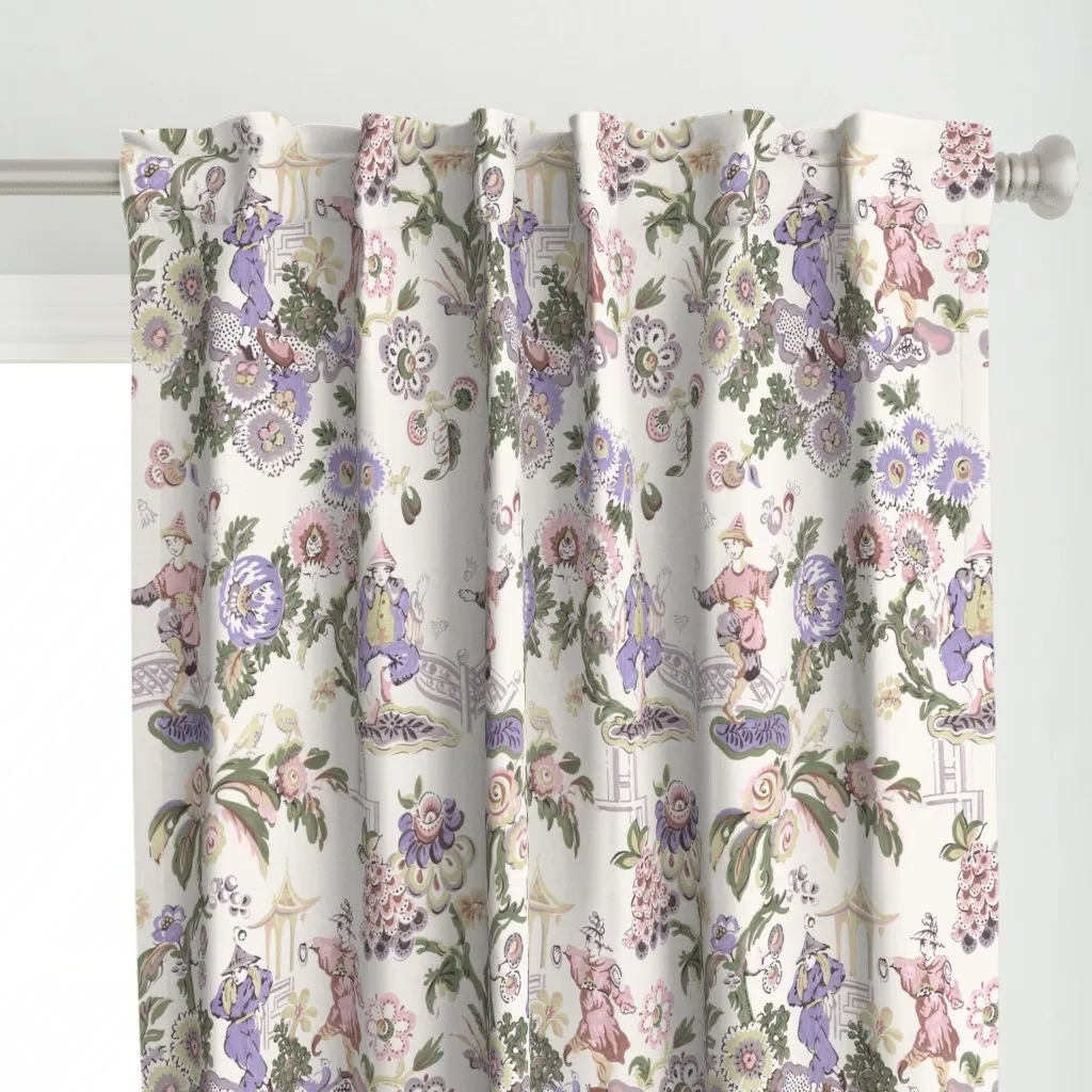 Chinois Circus Curtain Panel - Dusty Rose alternate view