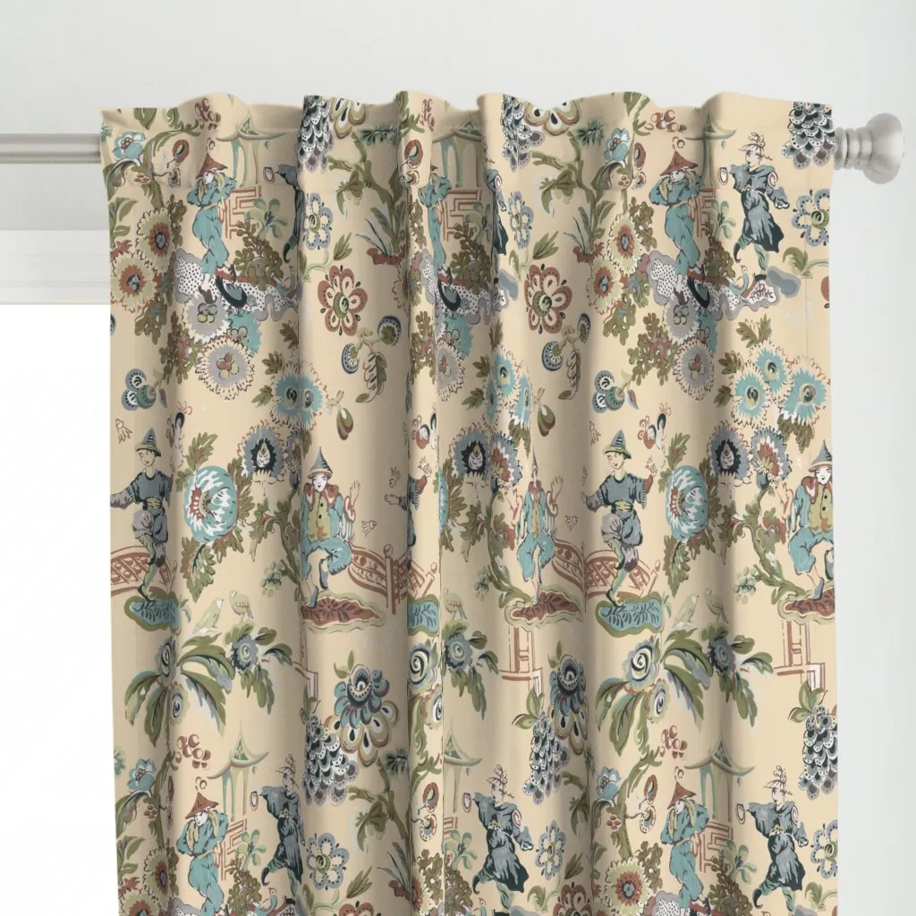 Chinois Circus Olive Curtain Panel - Beige alternate view