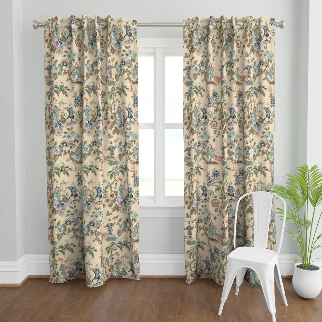 Chinois Circus Olive Curtain Panel - Beige product
