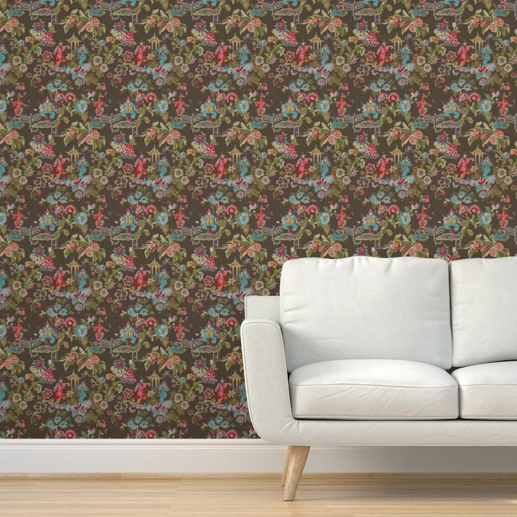 Chinois Circus Peel and Stick Wallpaper - Dark Green product