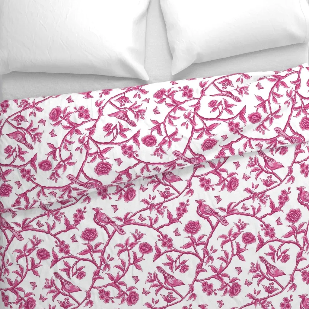 Chinoiserie Asian Birds Duvet Cover - Pink alternate view