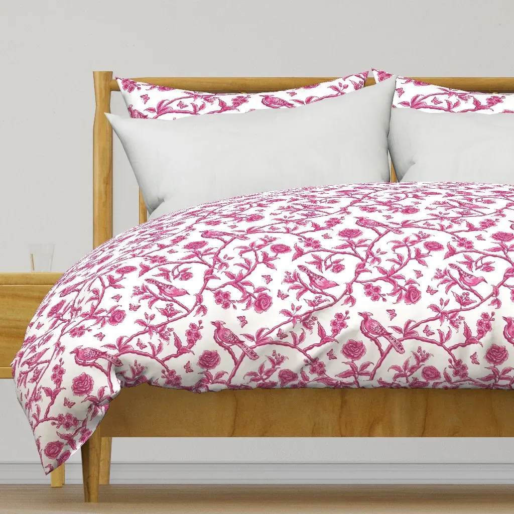Chinoiserie Asian Birds Duvet Cover - Pink product
