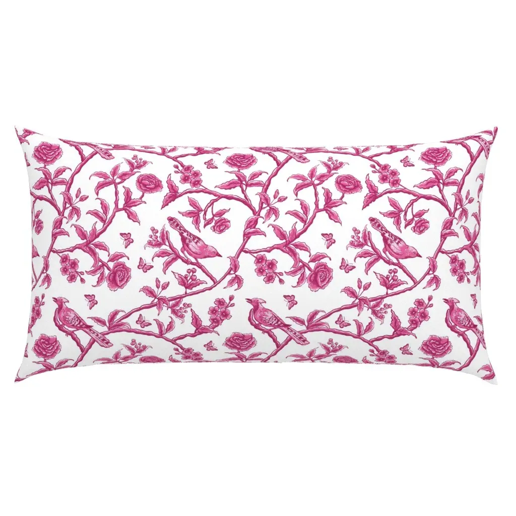 Chinoiserie Asian Birds Victorian King Pillow Sham - Pink product