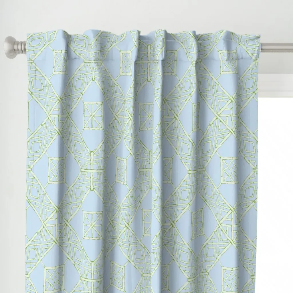 Chinoiserie Bamboo Curtain Panel - Green alternate view