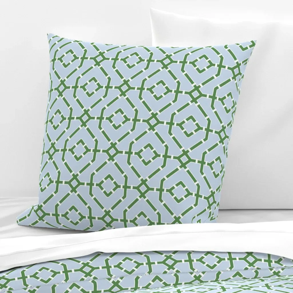 Chinoiserie Bamboo Trellis Euro Pillow Sham - Green product