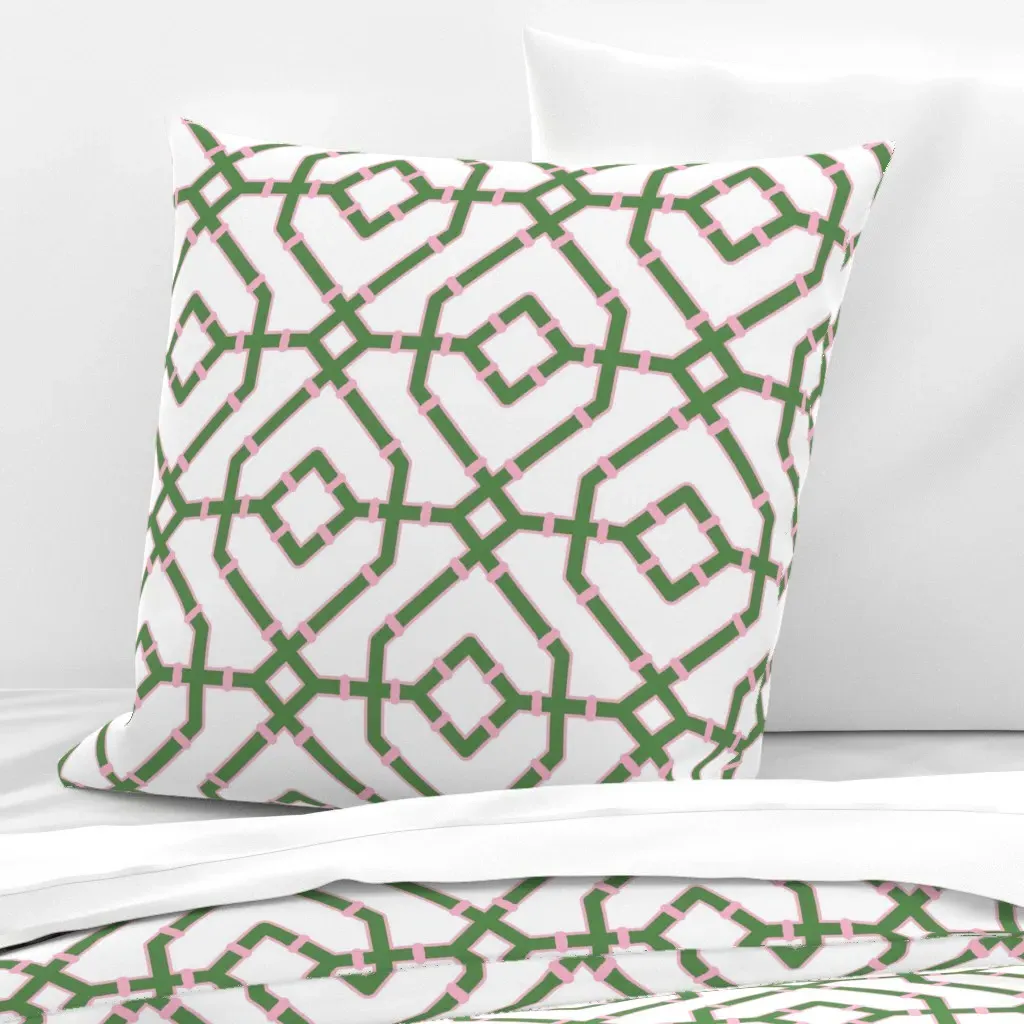 Chinoiserie Bamboo Trellis Euro Pillow Sham - Sage Green product