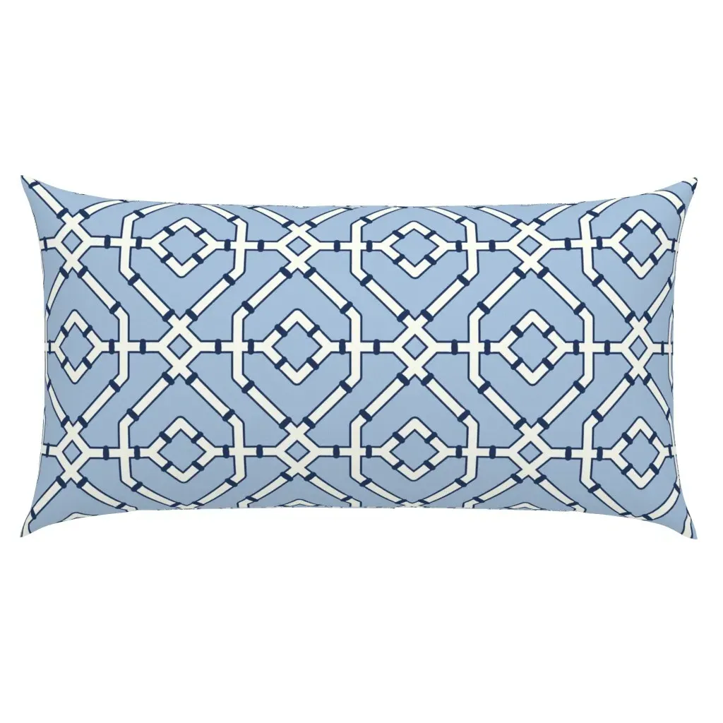 Chinoiserie Bamboo Trellis King Size Pillow Sham - Navy, Sky Blue product