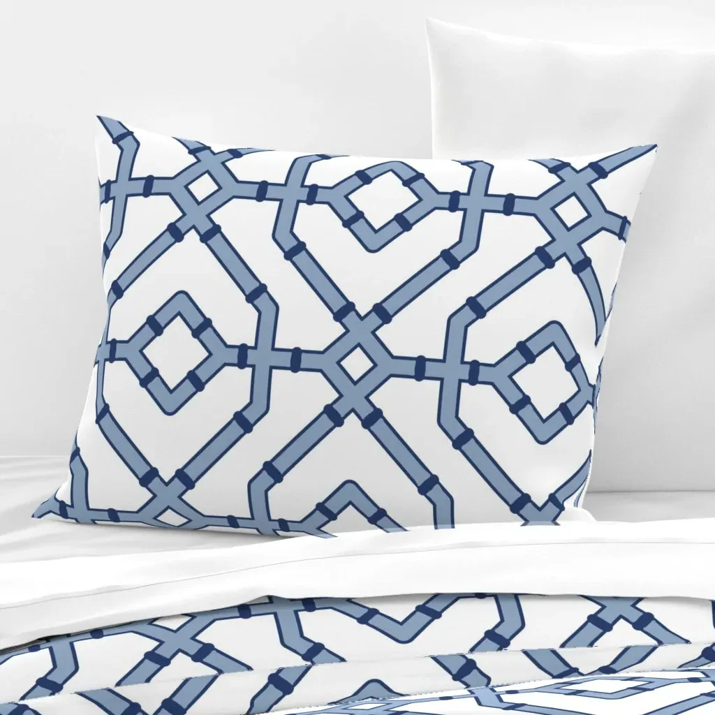 Chinoiserie Bamboo Trellis Standard Pillow - Frost Blue, Cotton Sateen product