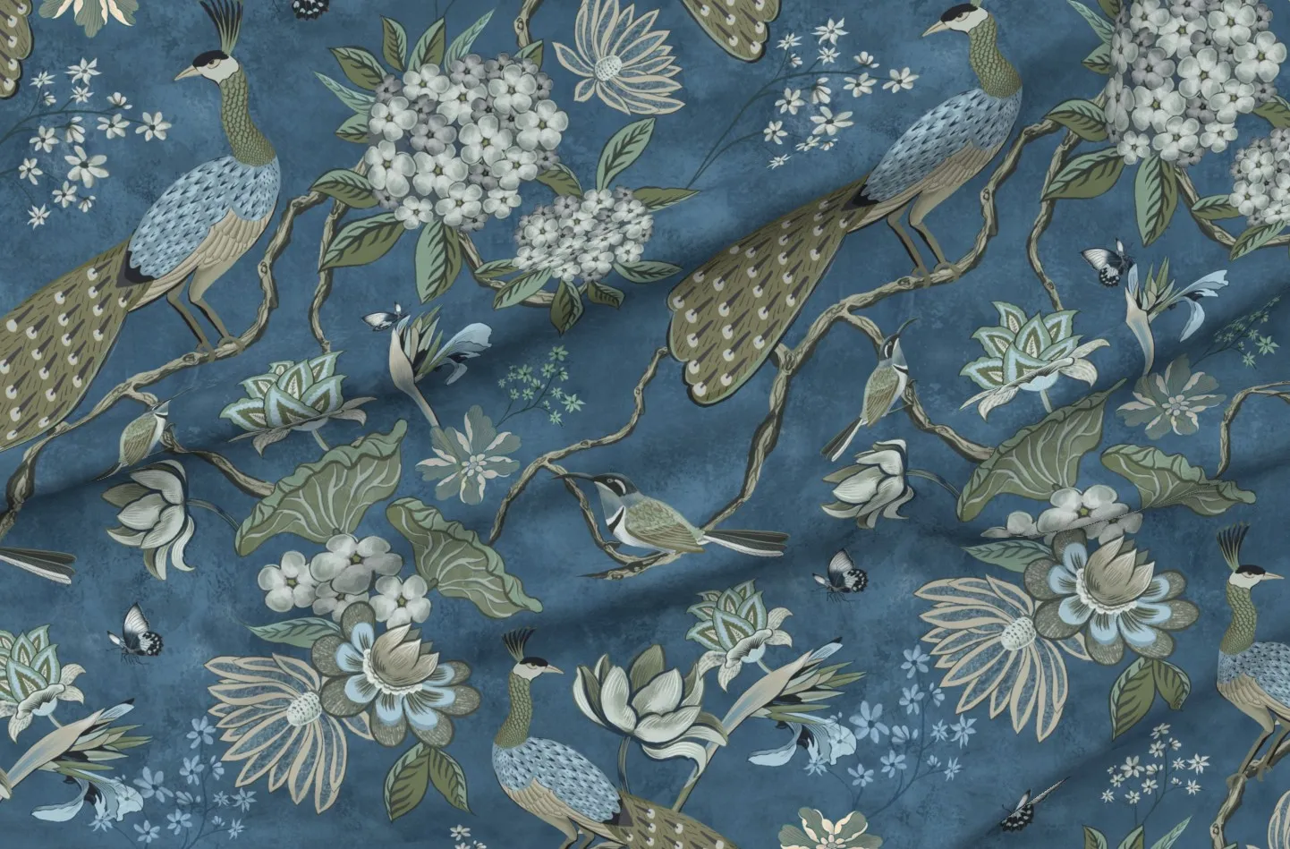Chinoiserie Chintz Regency Large Yardage Fabric - Teal product