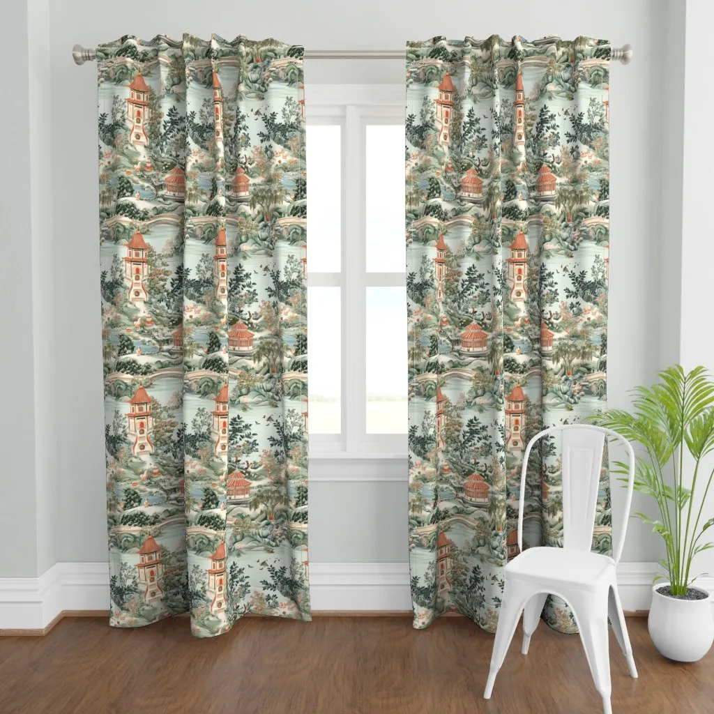 Chinoiserie Curtain Panel - Green product