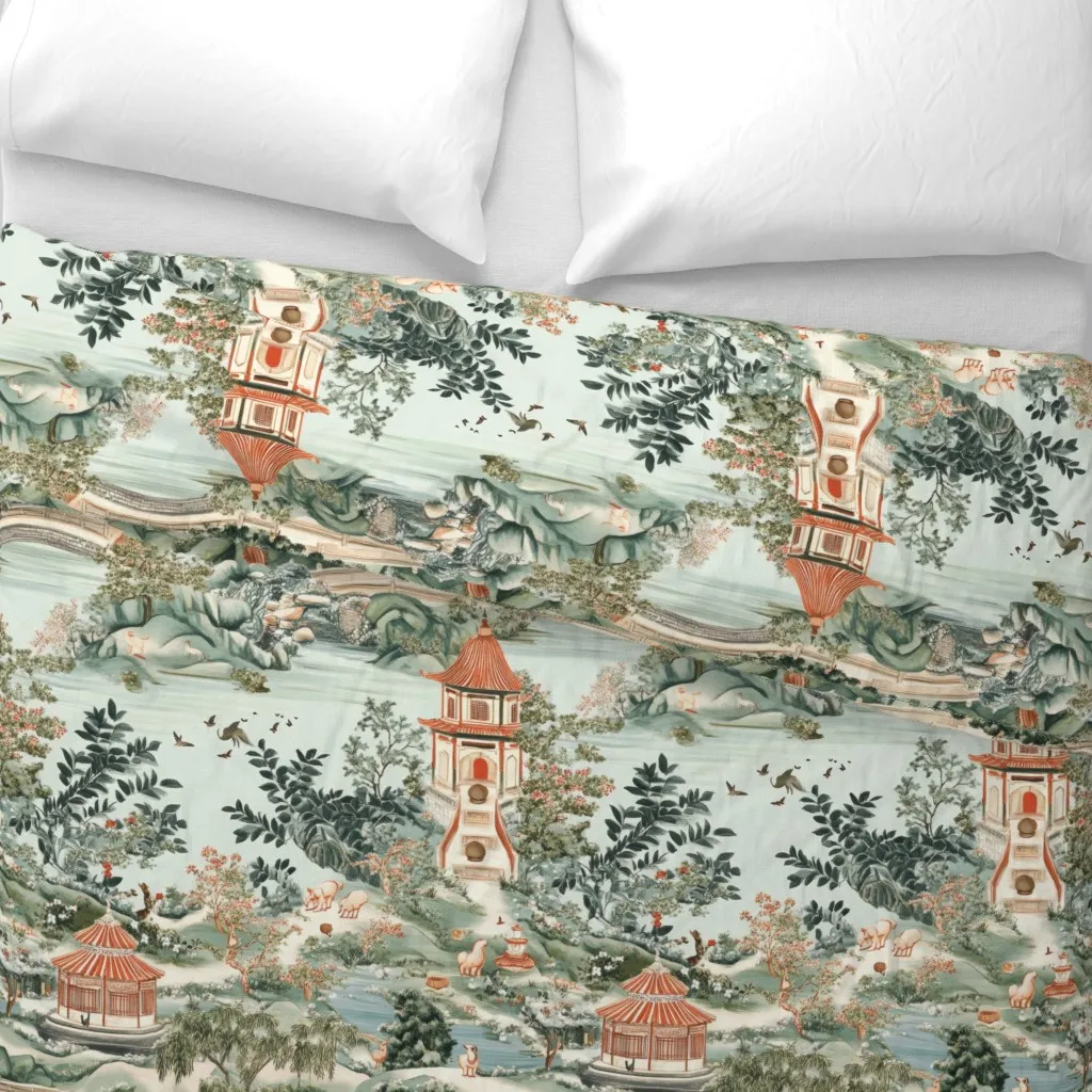 Chinoiserie Duvet Cover - Green alternate view