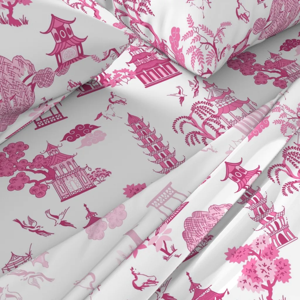 Chinoiserie Full Sheet Set - Pink alternate view