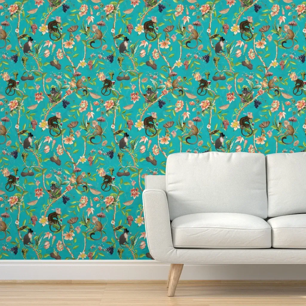 Chinoiserie Garden Party Peel and Stick Wallpaper - Teal product