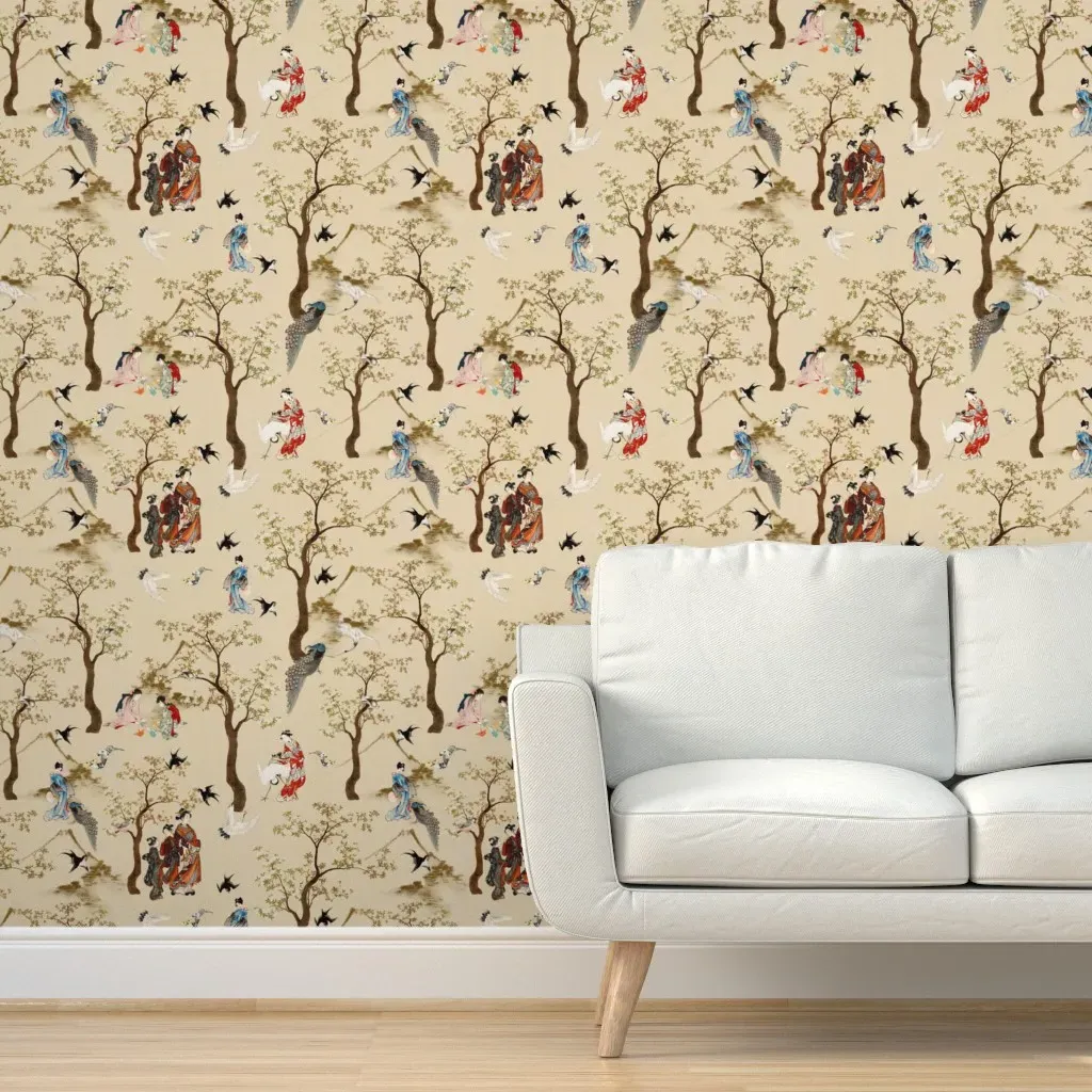 Chinoiserie Garden Peel and Stick Wallpaper - Beige product