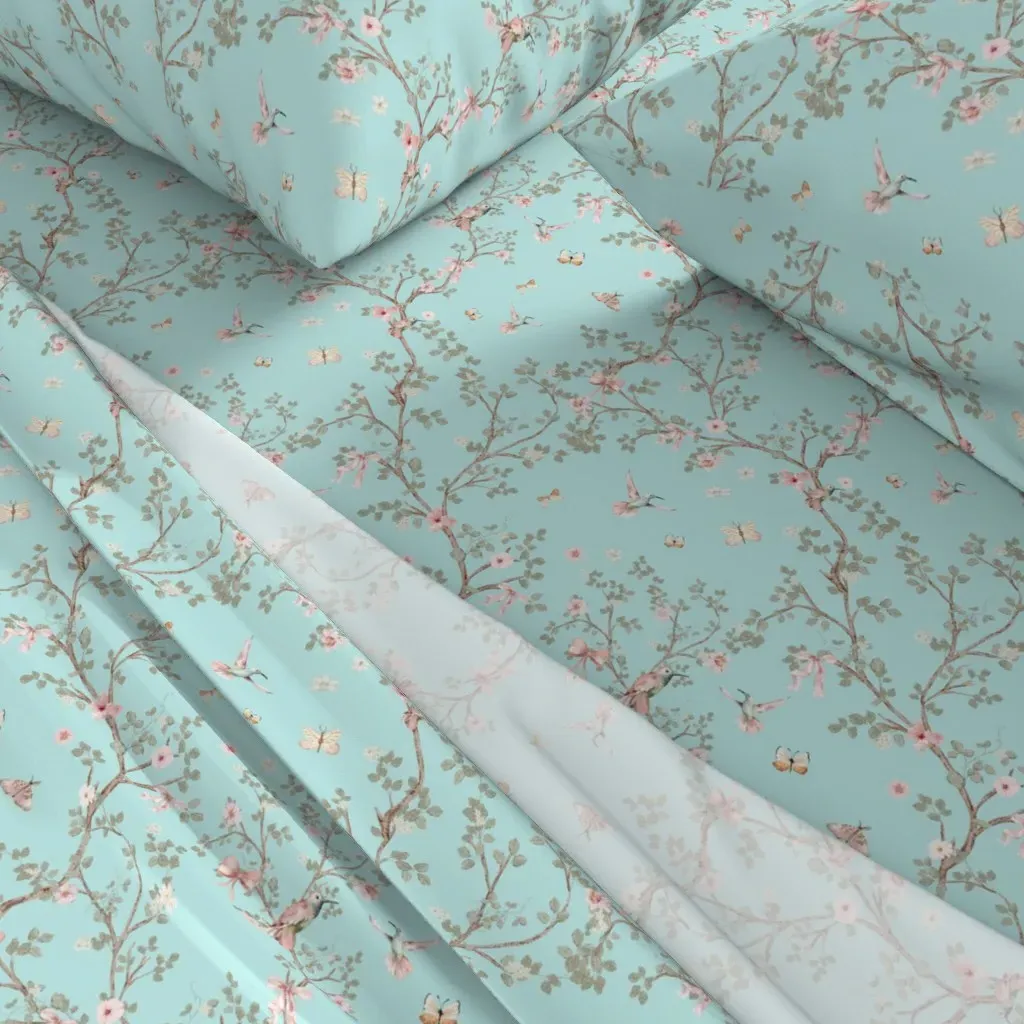 Chinoiserie Hummingbird Garden Twin Sheet Set alternate view