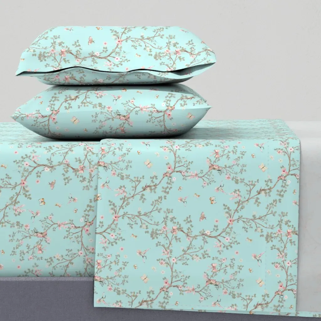 Chinoiserie Hummingbird Garden Twin Sheet Set product