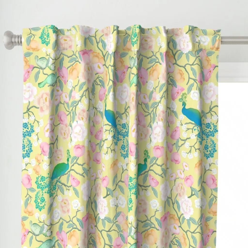 Chinoiserie In Bloom Curtain Panel - Pale Yellow alternate view