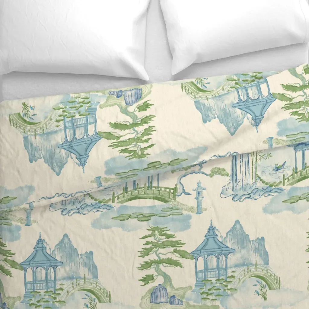 Chinoiserie Landscape Duvet Cover - Blue alternate view