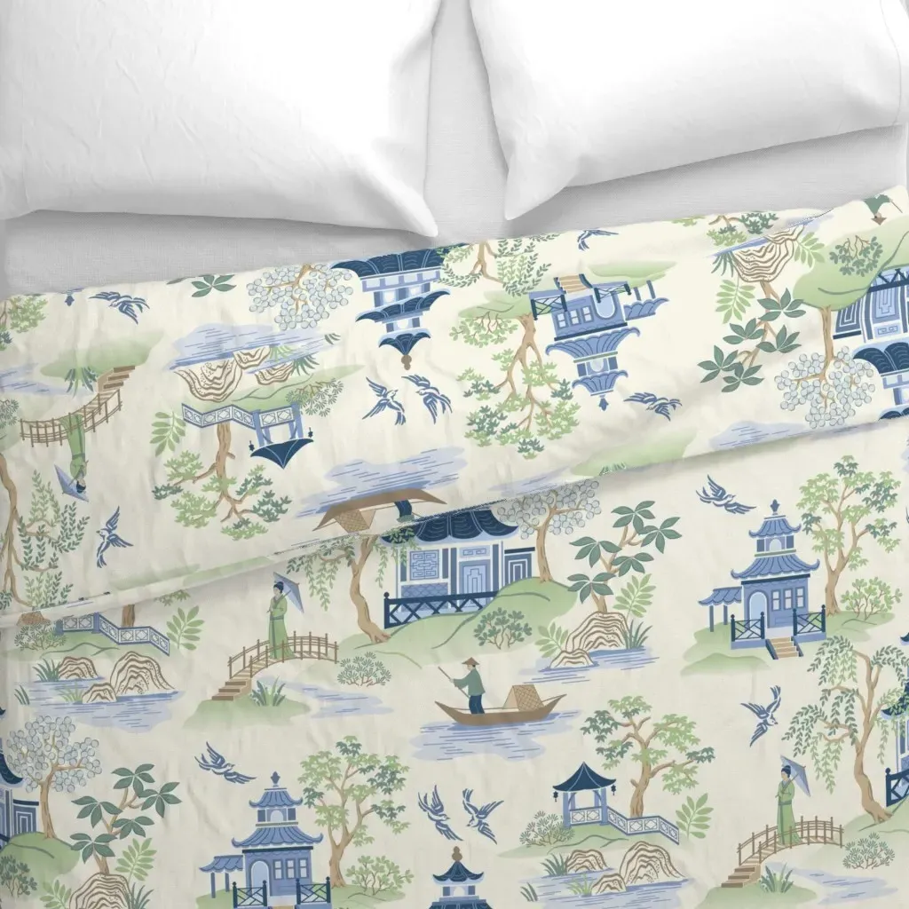 Chinoiserie Large Scale Duvet Cover - Blue alternate view