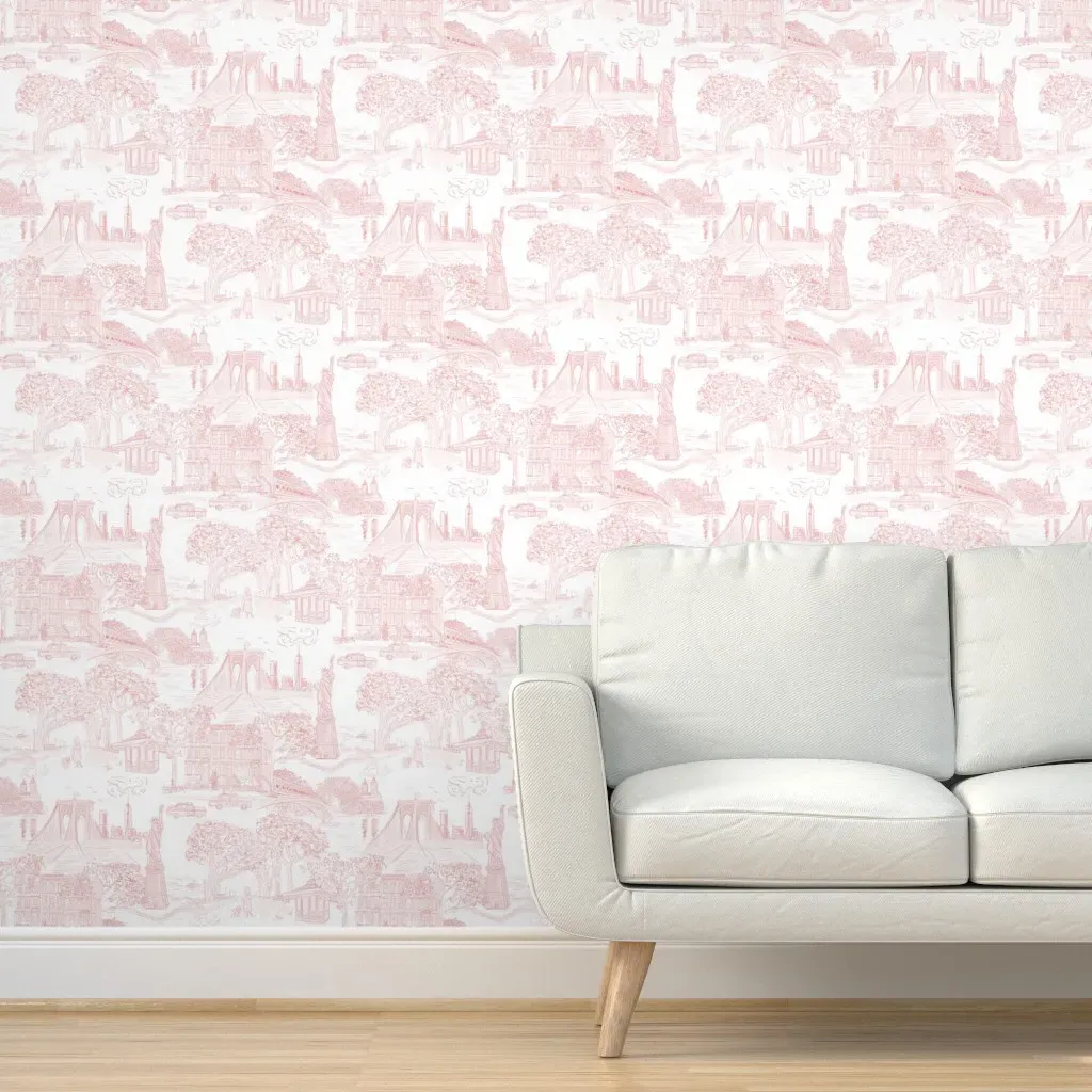 Chinoiserie Manhattan Toile Peel and Stick Wallpaper - Pink product