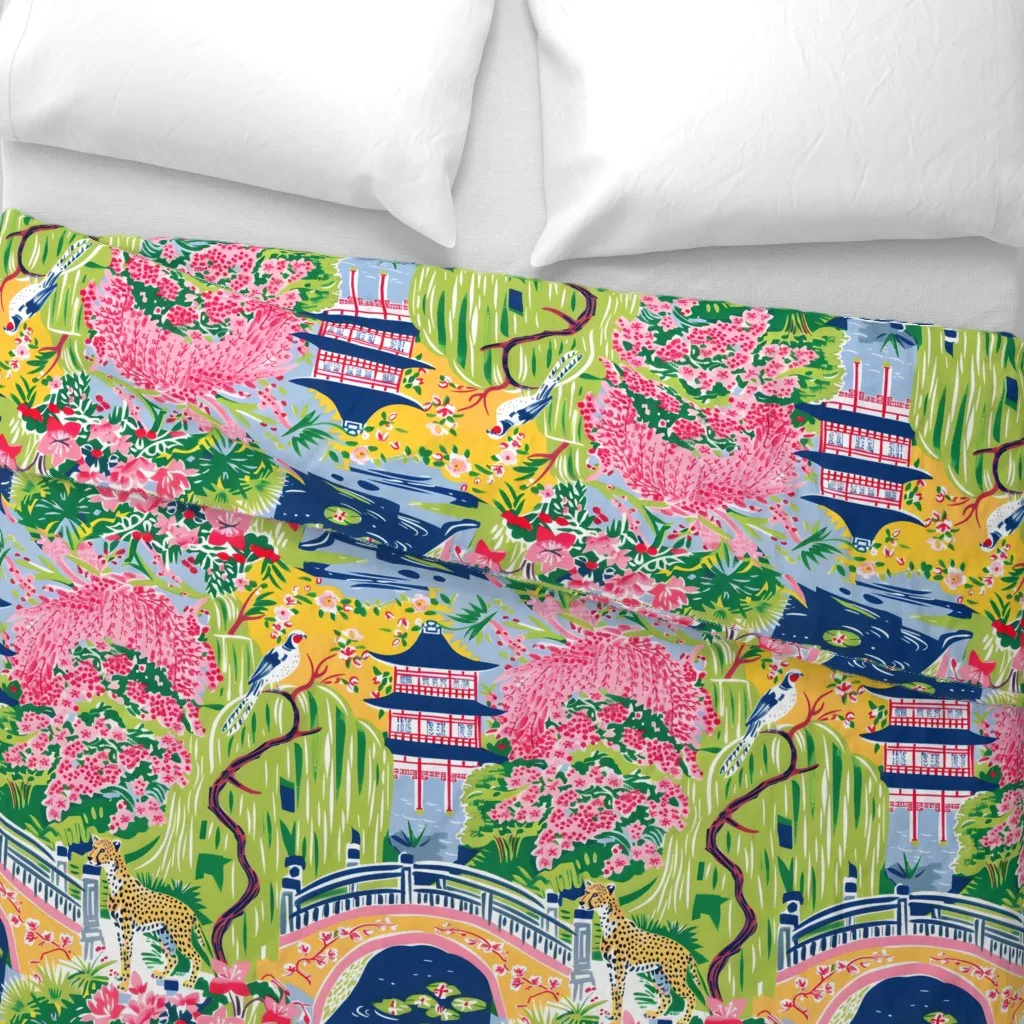 Chinoiserie Monet Garden Duvet Cover - Pink alternate view