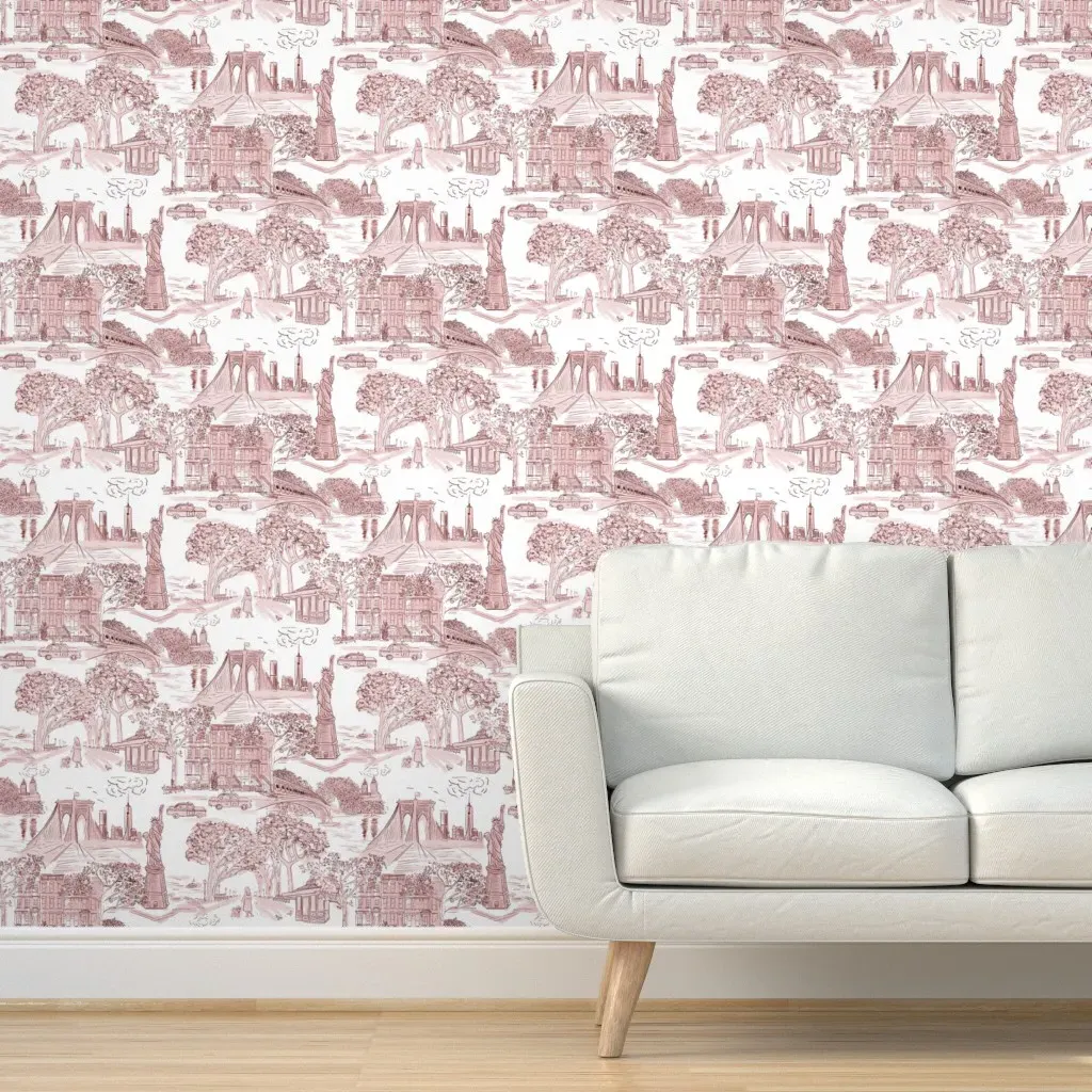 Chinoiserie NYC Toile Peel and Stick Wallpaper - Maroon Red product