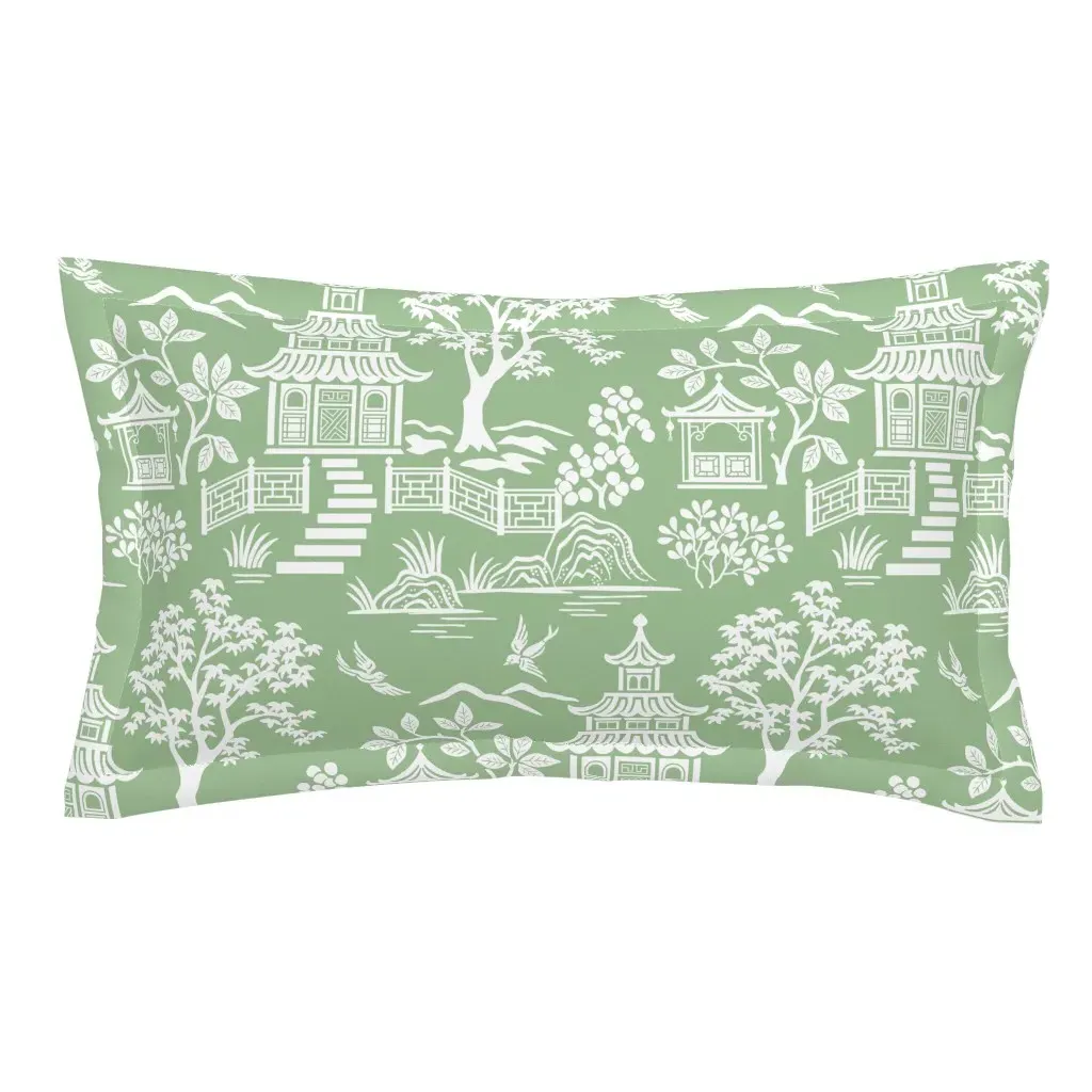Chinoiserie Pagoda King Pillow Sham - White product