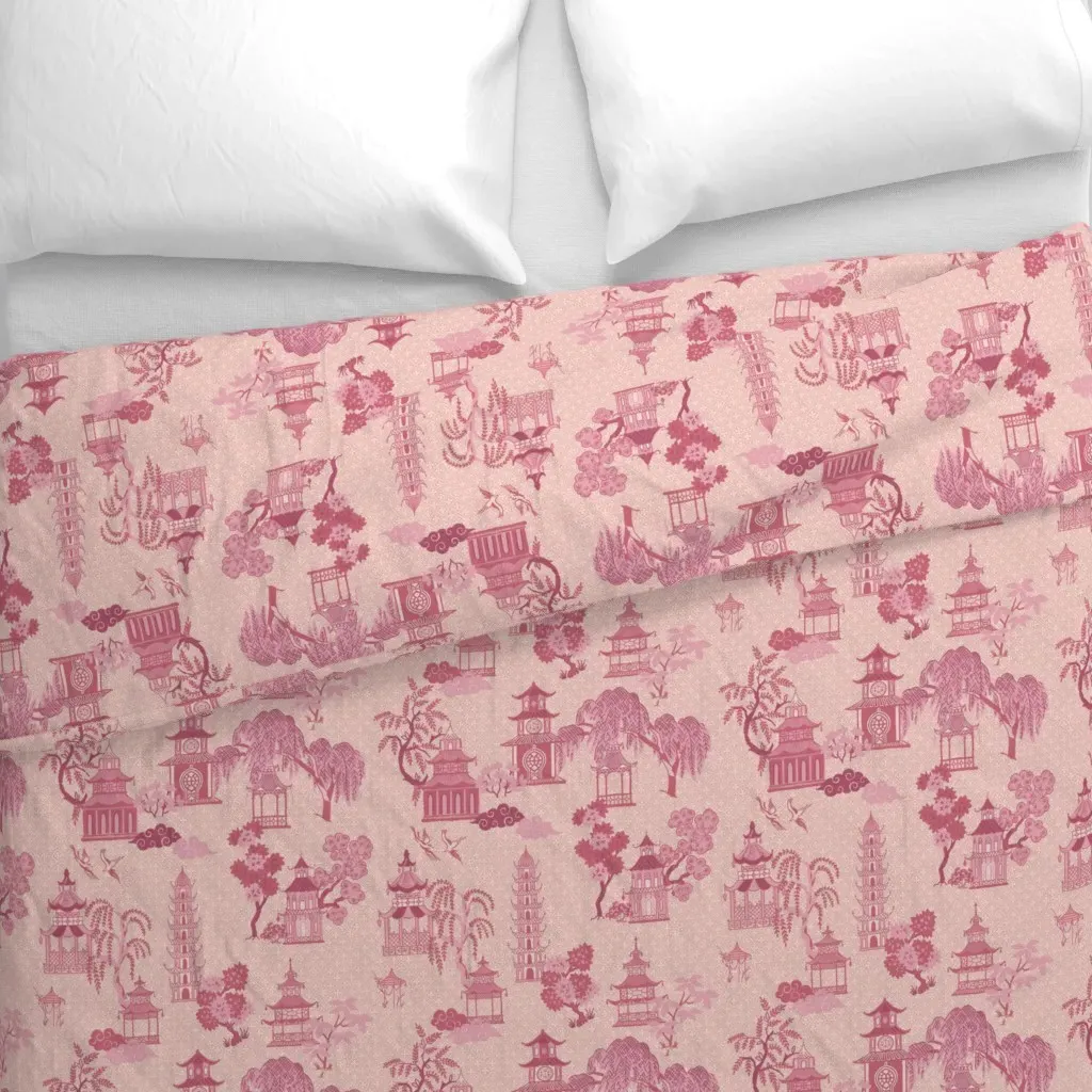 Chinoiserie Pagodas Duvet Cover - Pink alternate view