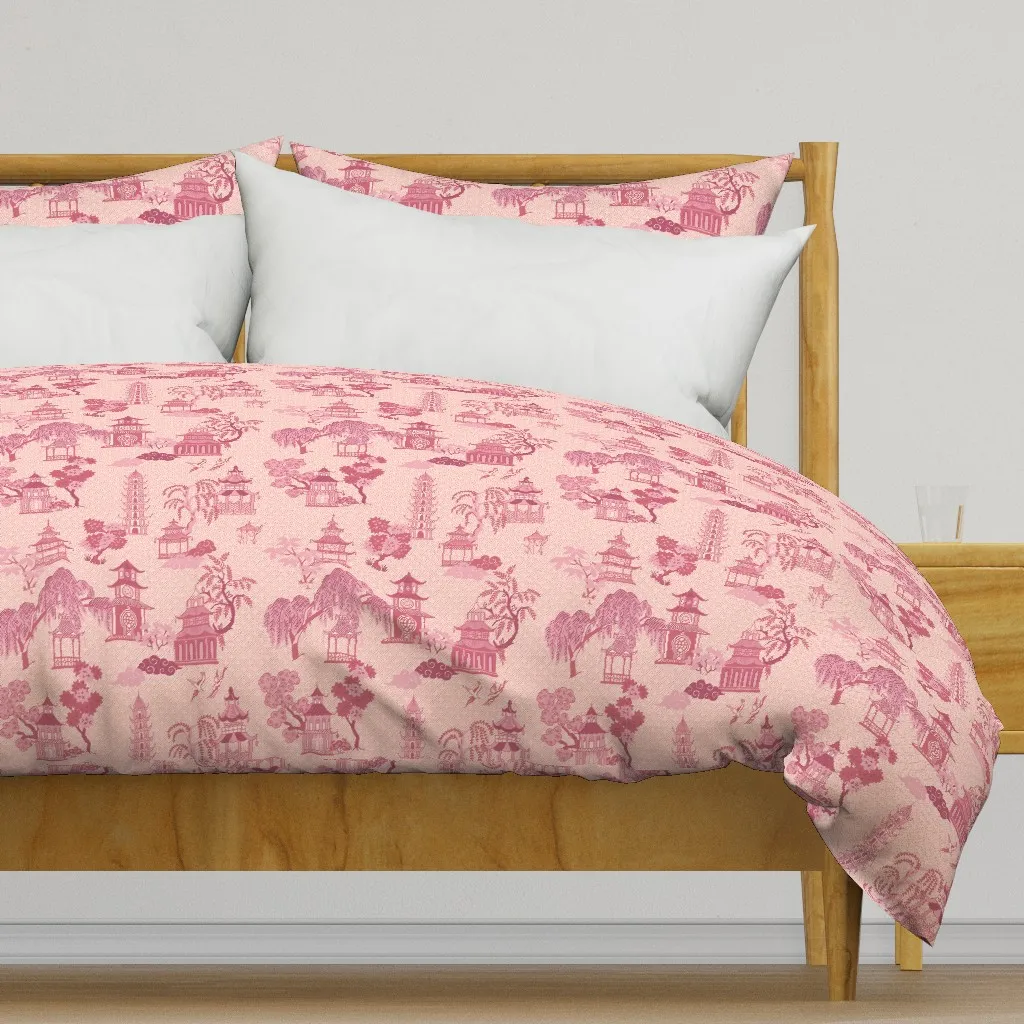Chinoiserie Pagodas Duvet Cover - Pink product