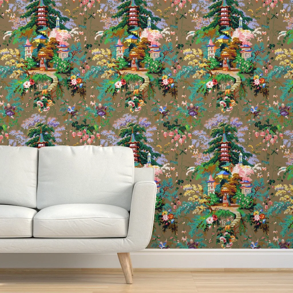 Chinoiserie Palace Peel and Stick Wallpaper - Green product