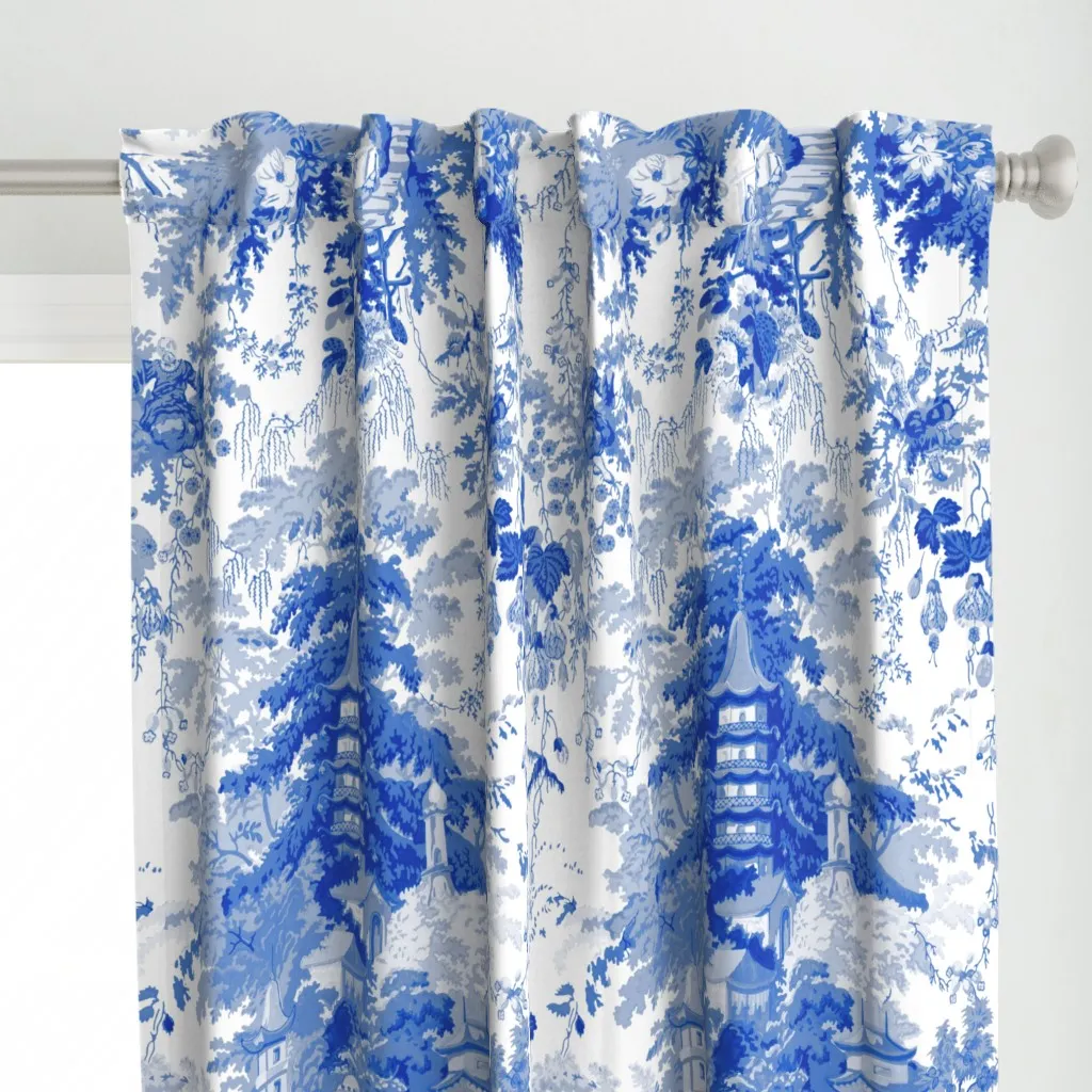 Chinoiserie Palace Willow Curtain Panel - Blue alternate view