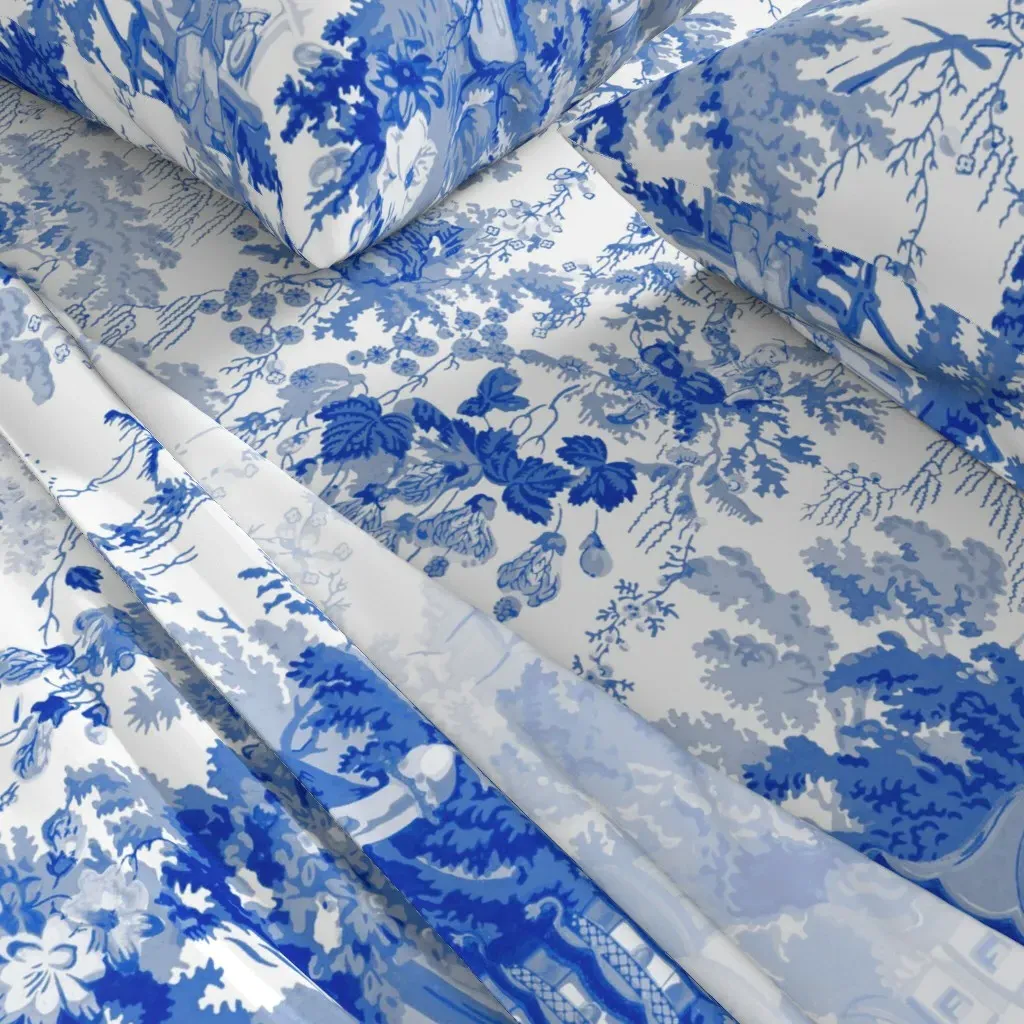 Chinoiserie Palace Willow Queen Sheet Set - Blue, White alternate view