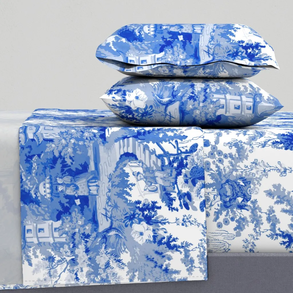 Chinoiserie Palace Willow Queen Sheet Set - Blue, White product
